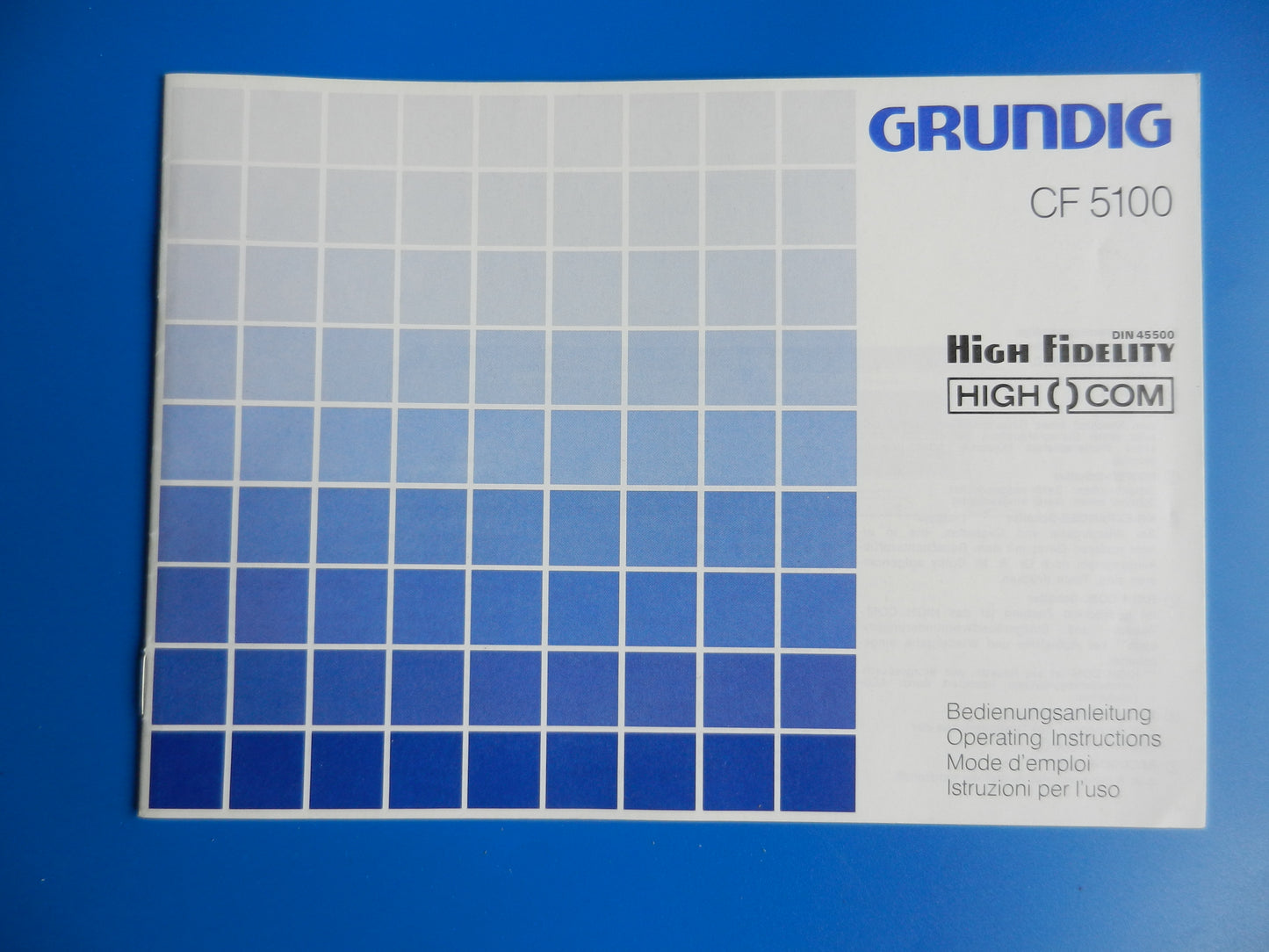 CF5100 Hifi Bedienungsanleitung für Cassetten Frontlader von GRUNDIG