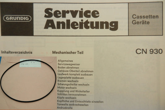 CN930 CN 930 Capstan Riemen für Hifi Cassettendeck von GRUNDIG