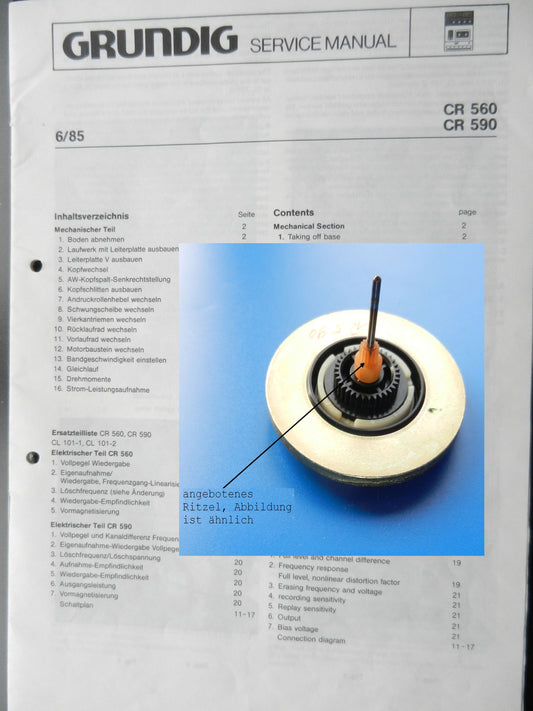 CR560 CR590 Ritzel Zahnrad für GRUNDIG Cassettenrecorder