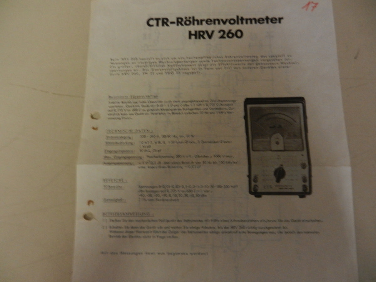 Röhrenvoltmeter HRV260 Messgerät von CRT, wenig gebraucht
