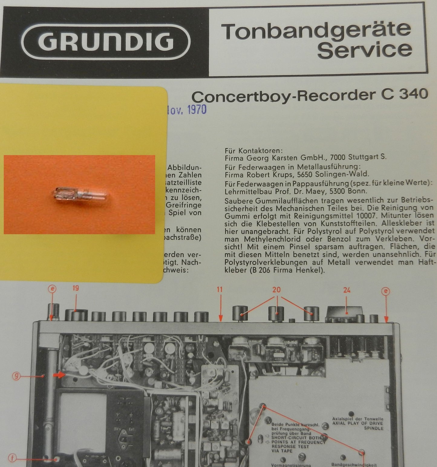 C340 Lämpchen für Concert Boy Recorder GRUNDIG