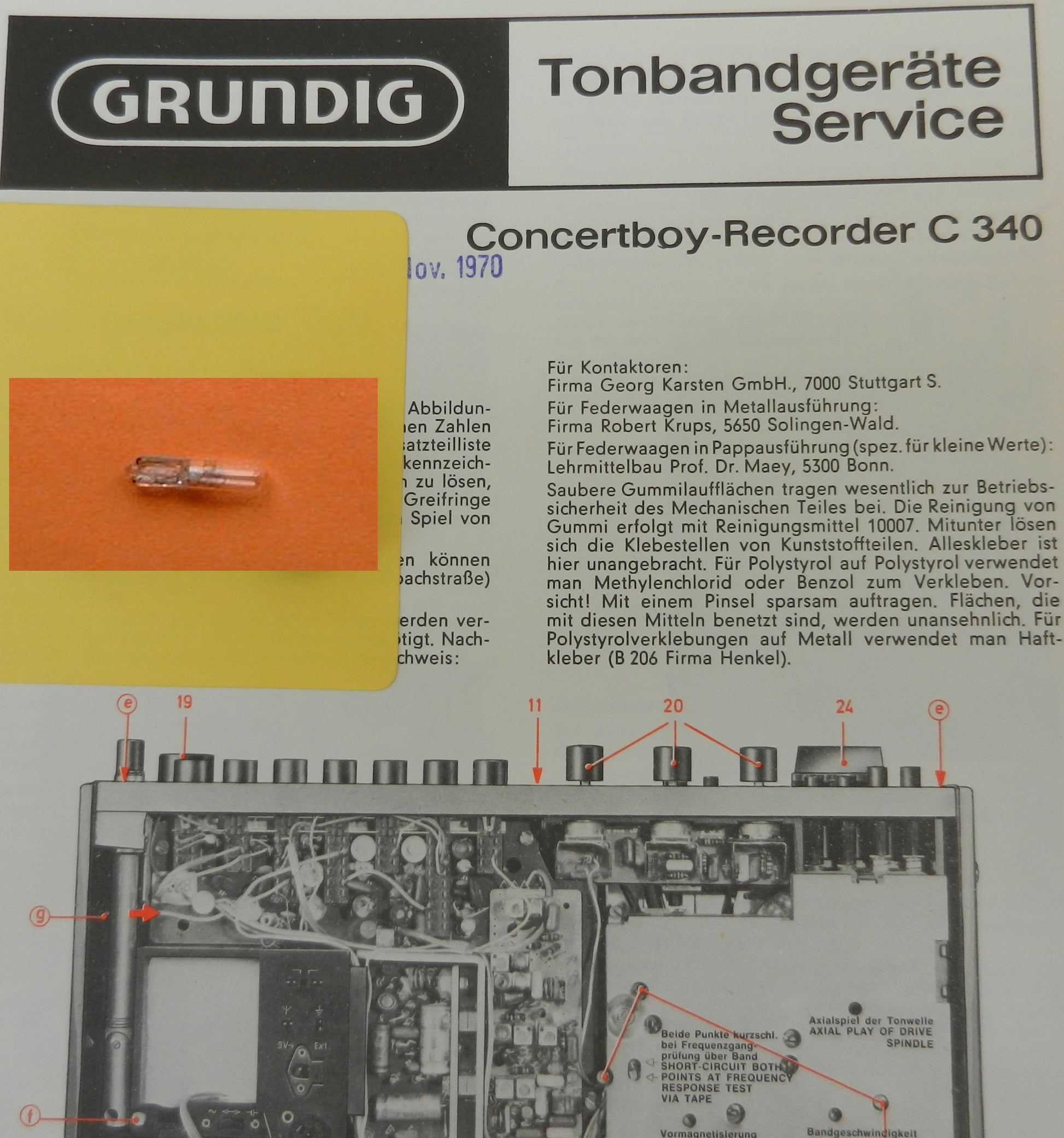 C340 Lämpchen für Concert Boy Recorder GRUNDIG