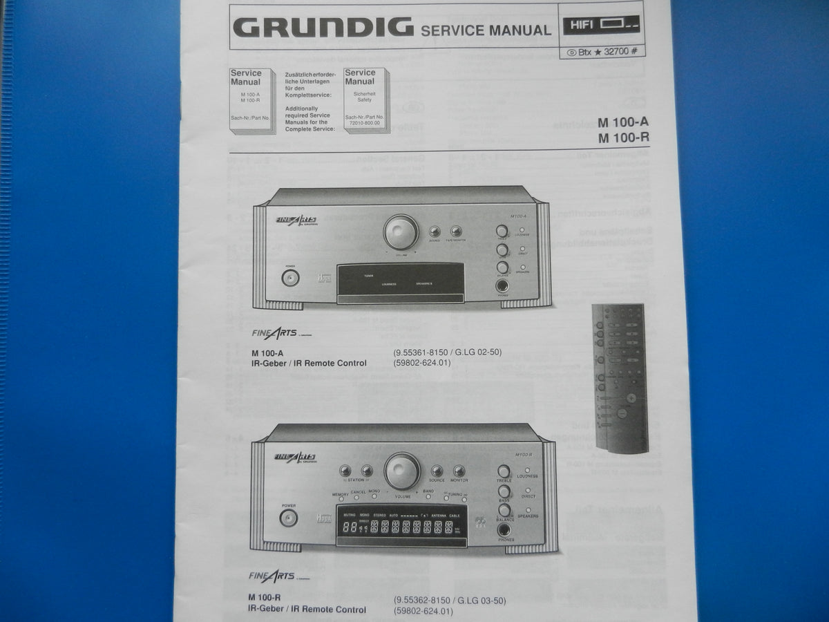 M100-R M100-A Original Service Manual Fine Arts GRUNDIG Verstärker