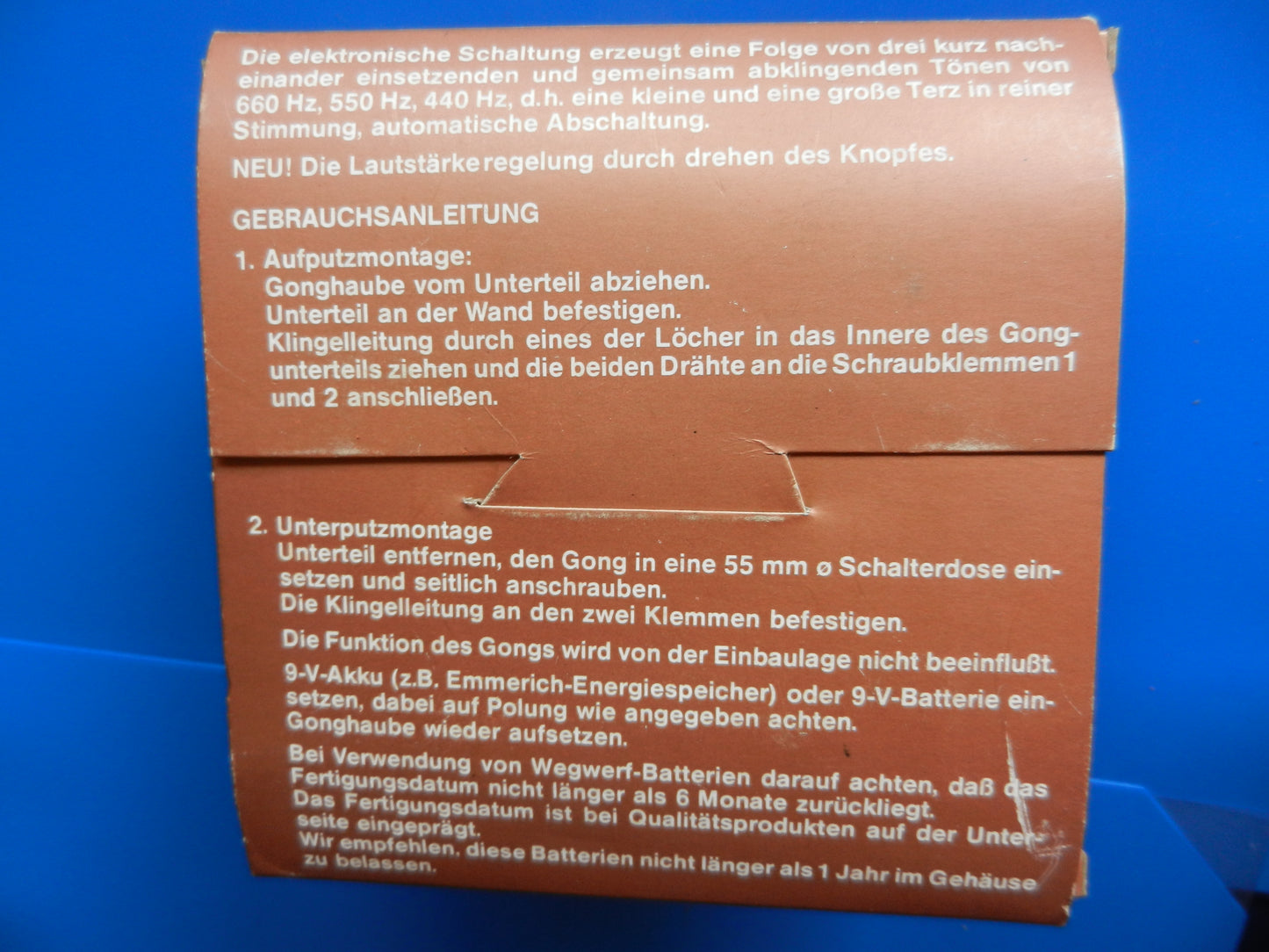 Dreiklang Gong elektronisch für 9V Batterie , wie NEU