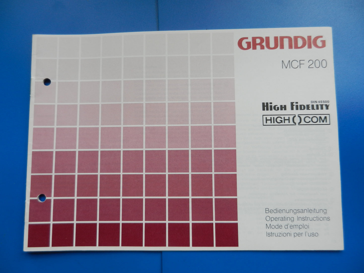 MCF200 Hifi Bedienungsanleitung für Cassetten Frontlader von GRUNDIG