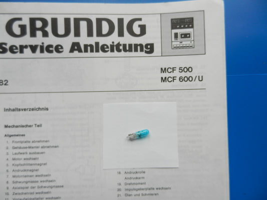 MCF500 MCF600 blaues Display Lämpchen für GRUNDIG Hifi Cassettendeck