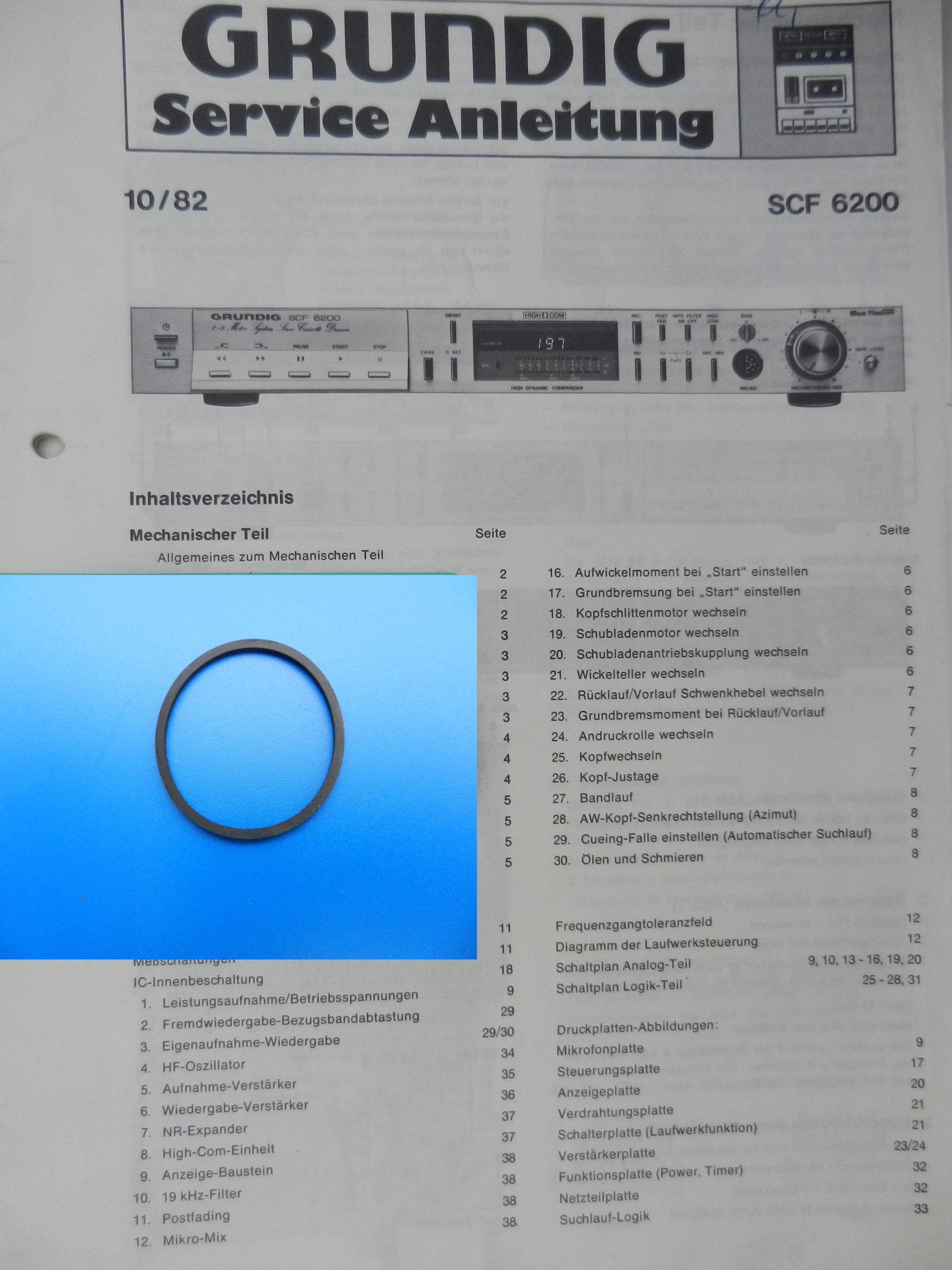SCF6000 6100 6200 Schubladen Riemen für GRUNDIG Hifi Cassettendeck