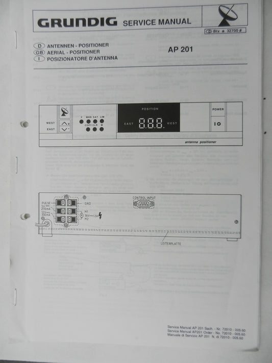 AP201 Bedienungsanleitung für Antennen Positioner GRUNDIG SAT mit Motorsteuerung