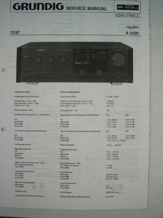 A9000 Service Manual für GRUNDIG Fine Arts Verstärker