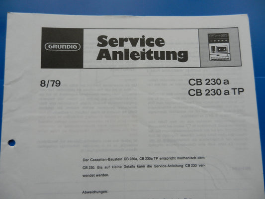 CB230a TP SERVICE MANUAL Original Cassettendeck für Studio XPC6500, RPC650TP von GRUNDIG