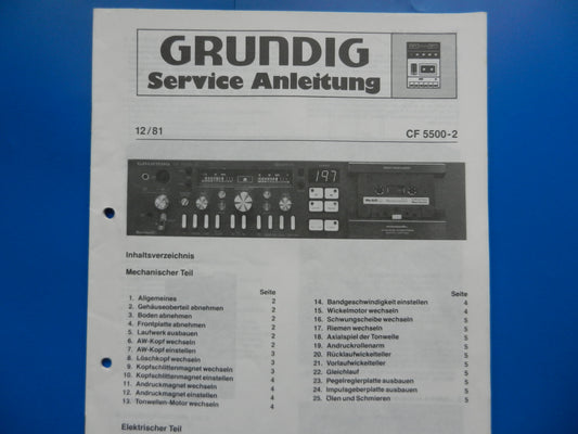CF5500-2 Service Manual Original für GRUNDIG Hifi Frontlader