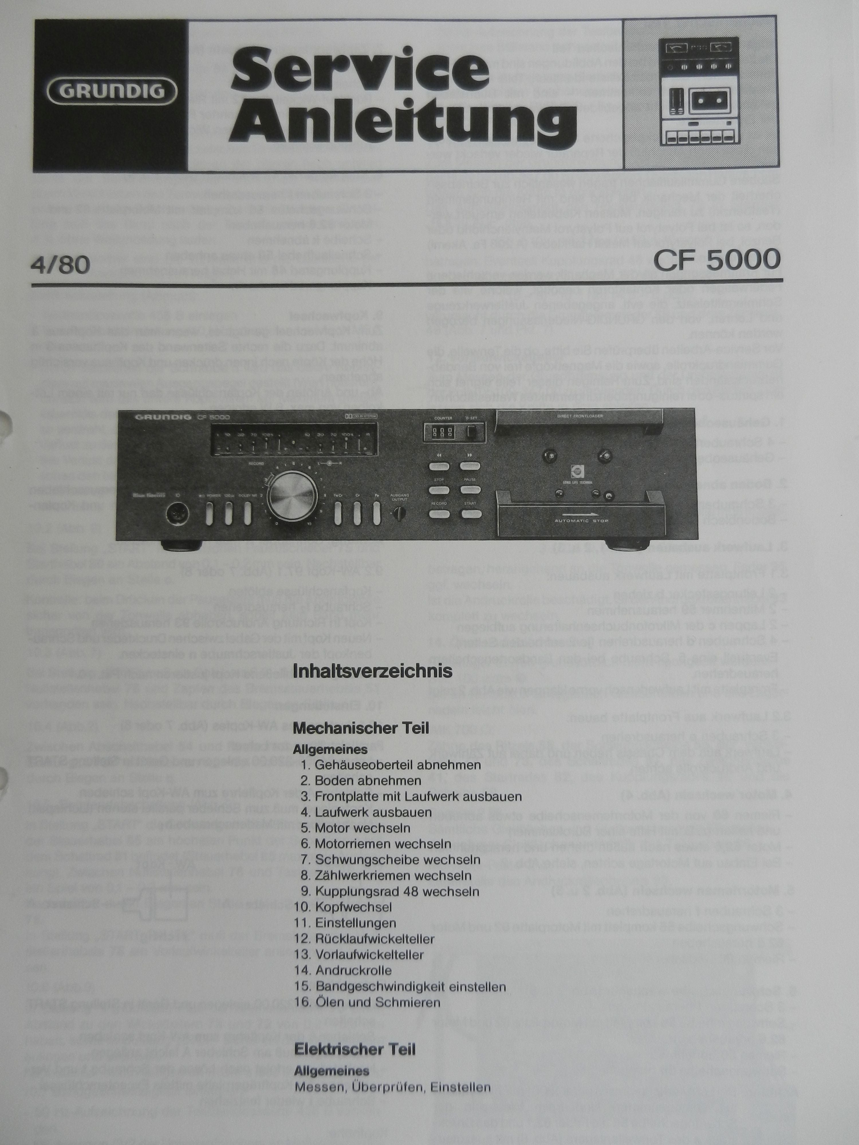 Service Manual - CF5000 Hifi Cassettendeck – fernseh-panzer.de