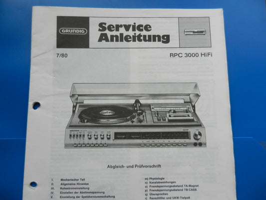 RPC3000 Service Manual für GRUNDIG RPC , Studios, Original