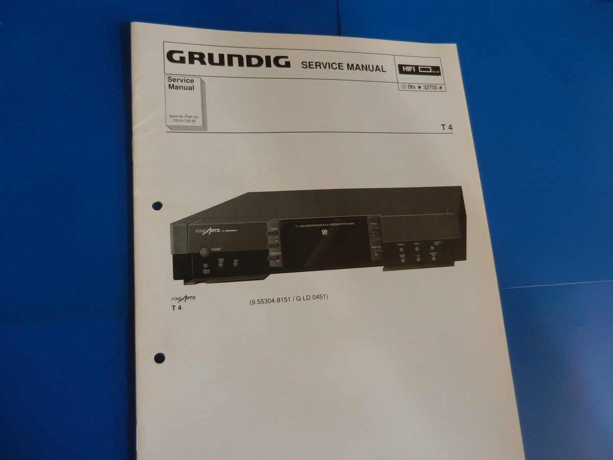 T4 Service Manual für Hifi Fine Arts GRUNDIG Tuner