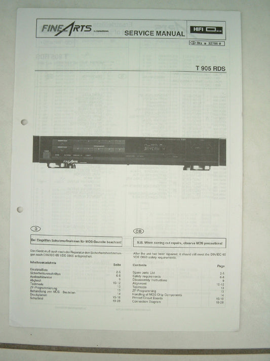 T905 Service Manual Hifi Fine Arts GRUNDIG Tuner