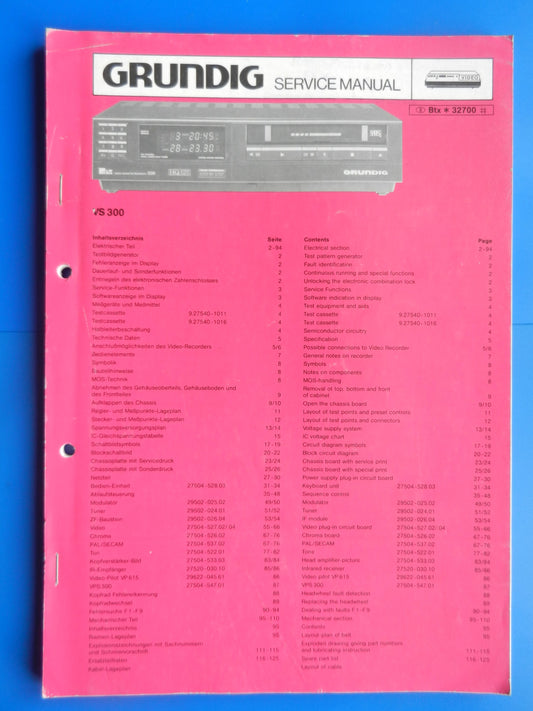 VS300 Service Manual für VHS Videorecorder von GRUNDIG