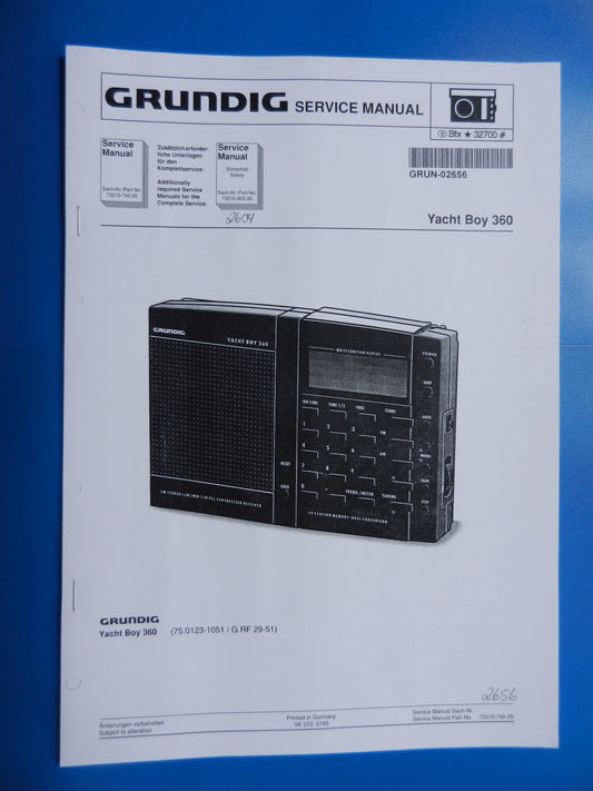 Yacht Boy 360 Service Manual für Weltempfänger von GRUNDIG