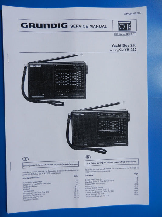 Yacht Boy 220 / 225 Service Manual für Weltempfänger von GRUNDIG