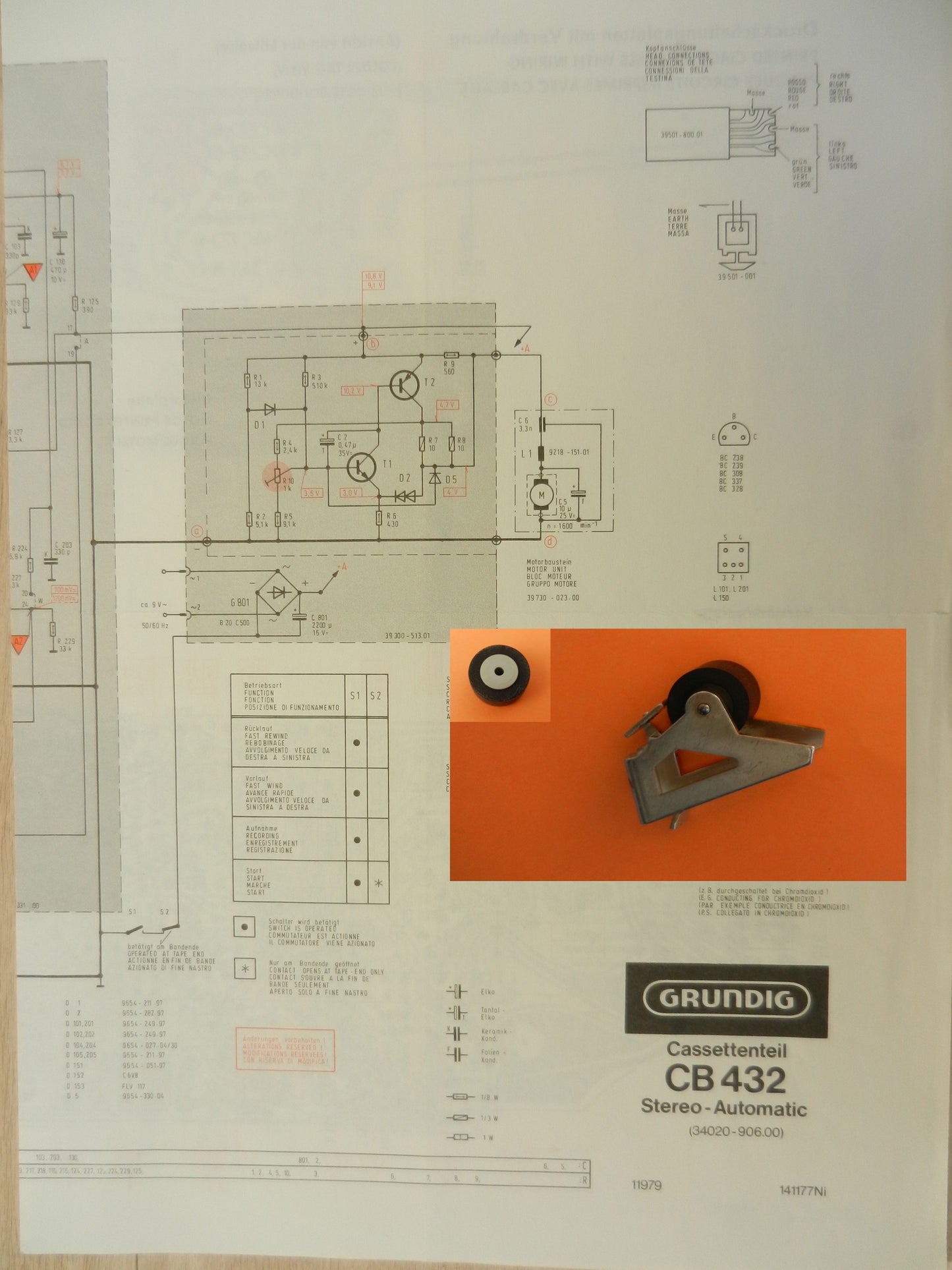 Tonrolle für CB432 Cassettendeck für Studio, RPC von GRUNDIG