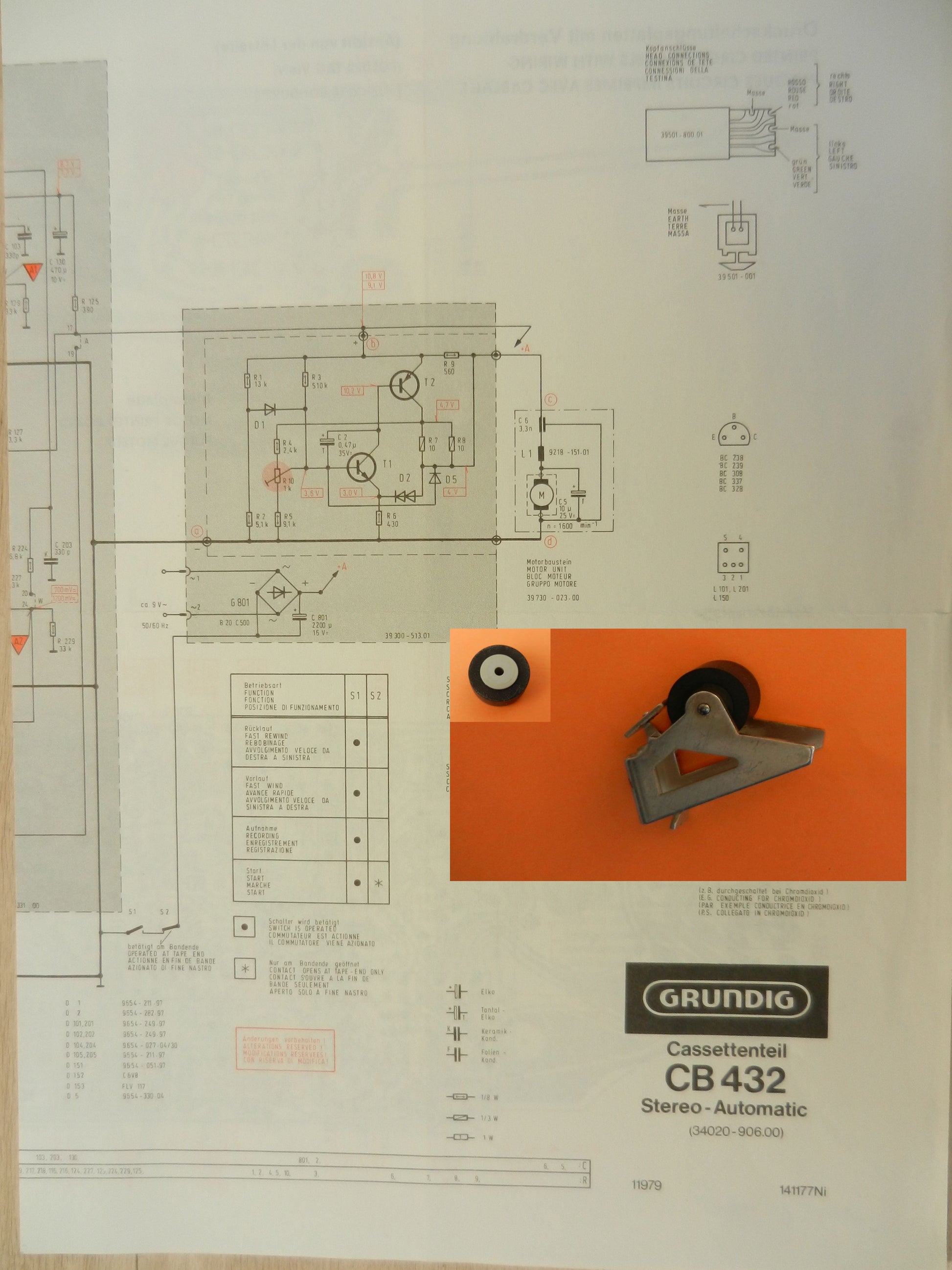 Tonrolle für CB432 Cassettendeck für Studio, RPC von GRUNDIG