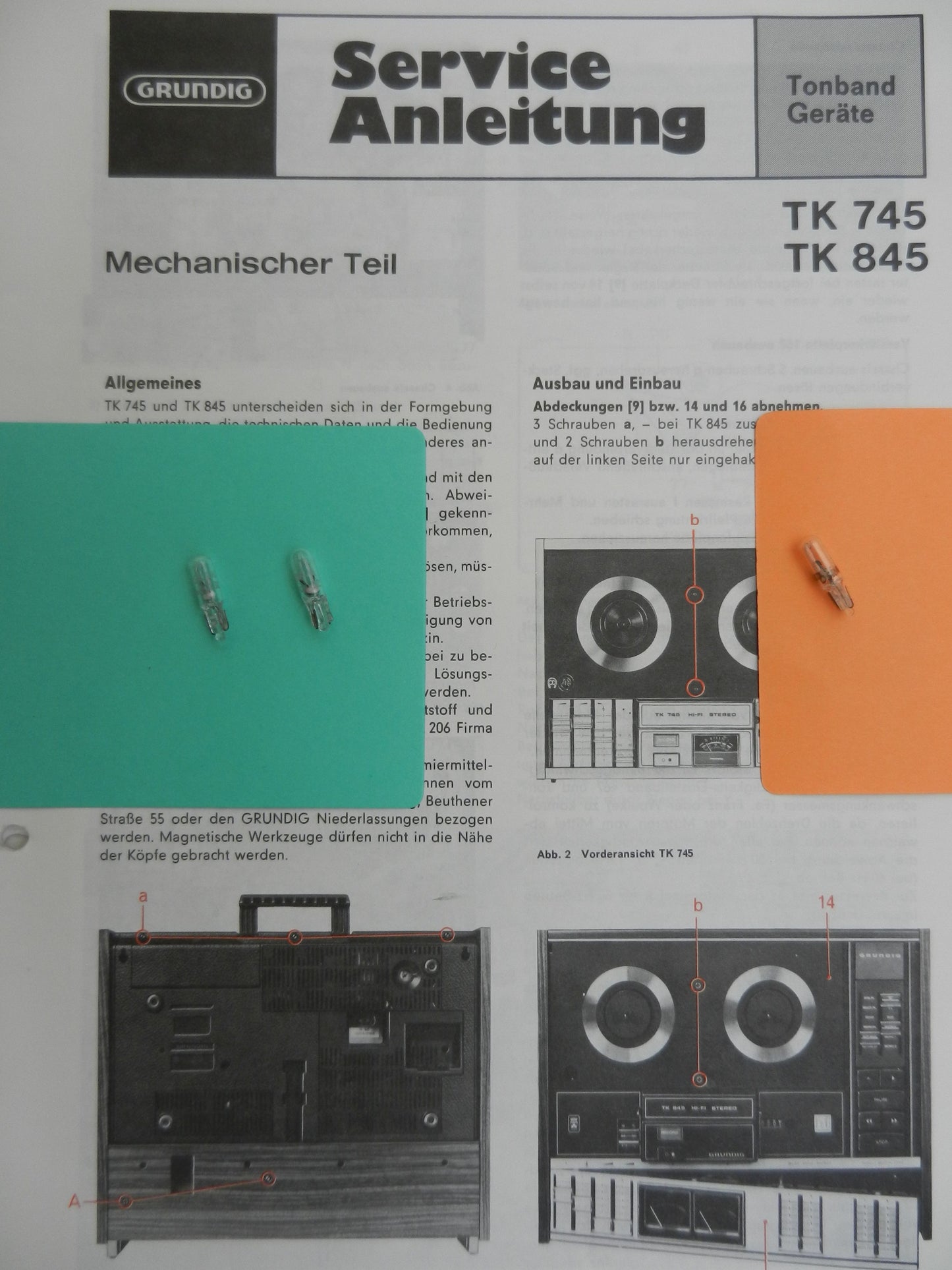 TK 745 / TK 747 / TK 845 / TK 850 Lämpchen SET für Tonbandgerät GRUNDIG