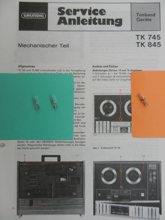 TK 745 / TK 747 / TK 845 / TK 850 Lämpchen SET für Tonbandgerät GRUNDIG