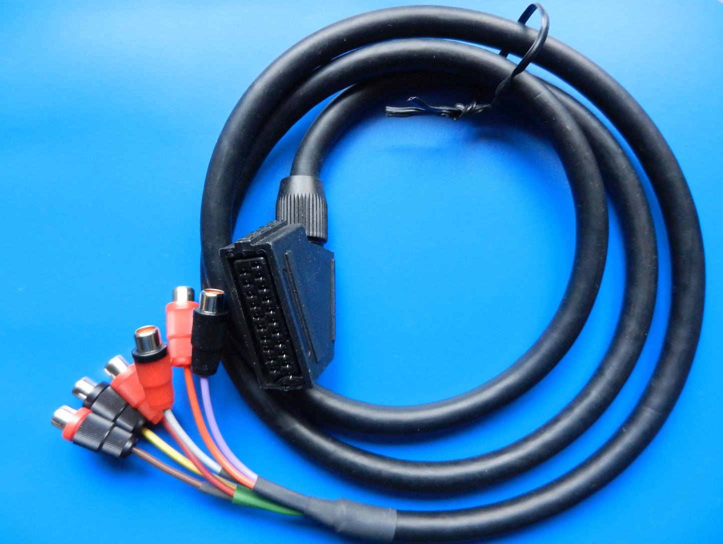 Video Kabel Scart Kupplung - 6 x Cinch Buchse 1m für beide Signalwege
