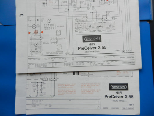 X55 Hifi Preceiver Schaltplan für Aktiv Boxen Original von GRUNDIG