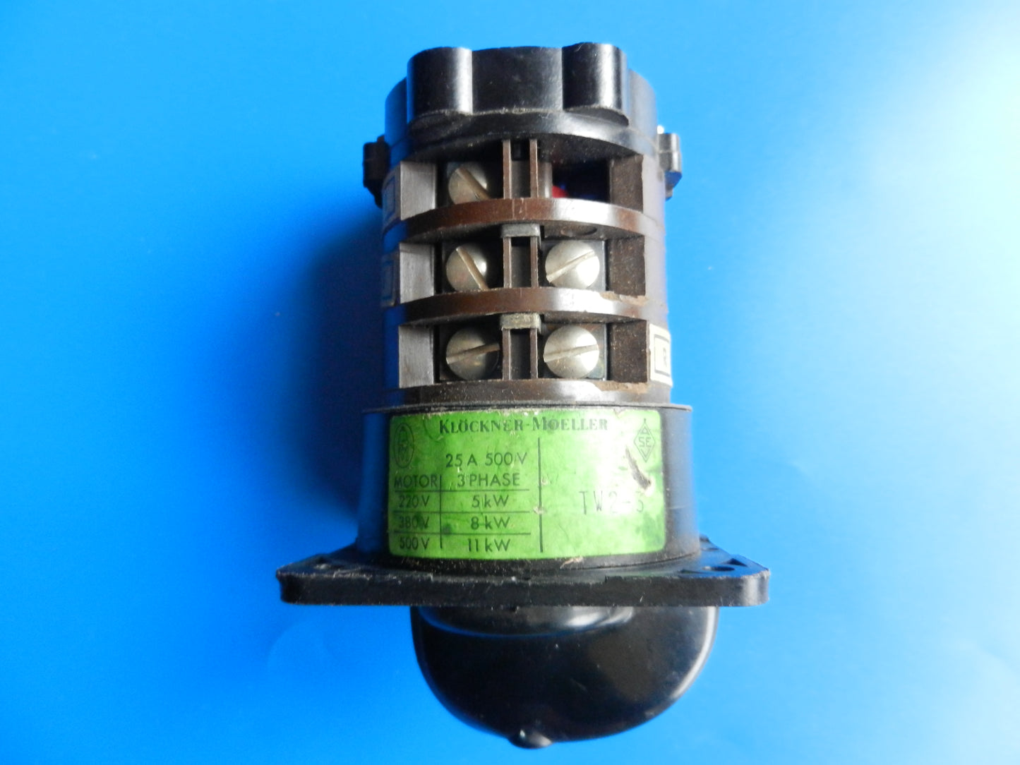W2-3 25A Klöckner Moeller  3 Phasen Drehschalter aus Bakelit, Retro