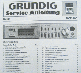 MCF400 Service Manual für Hifi Cassettendeck von GRUNDIG