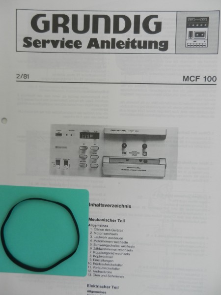 MCF100 MCF 100 Capstan Riemen für Hifi Cassettendeck von GRUNDIG